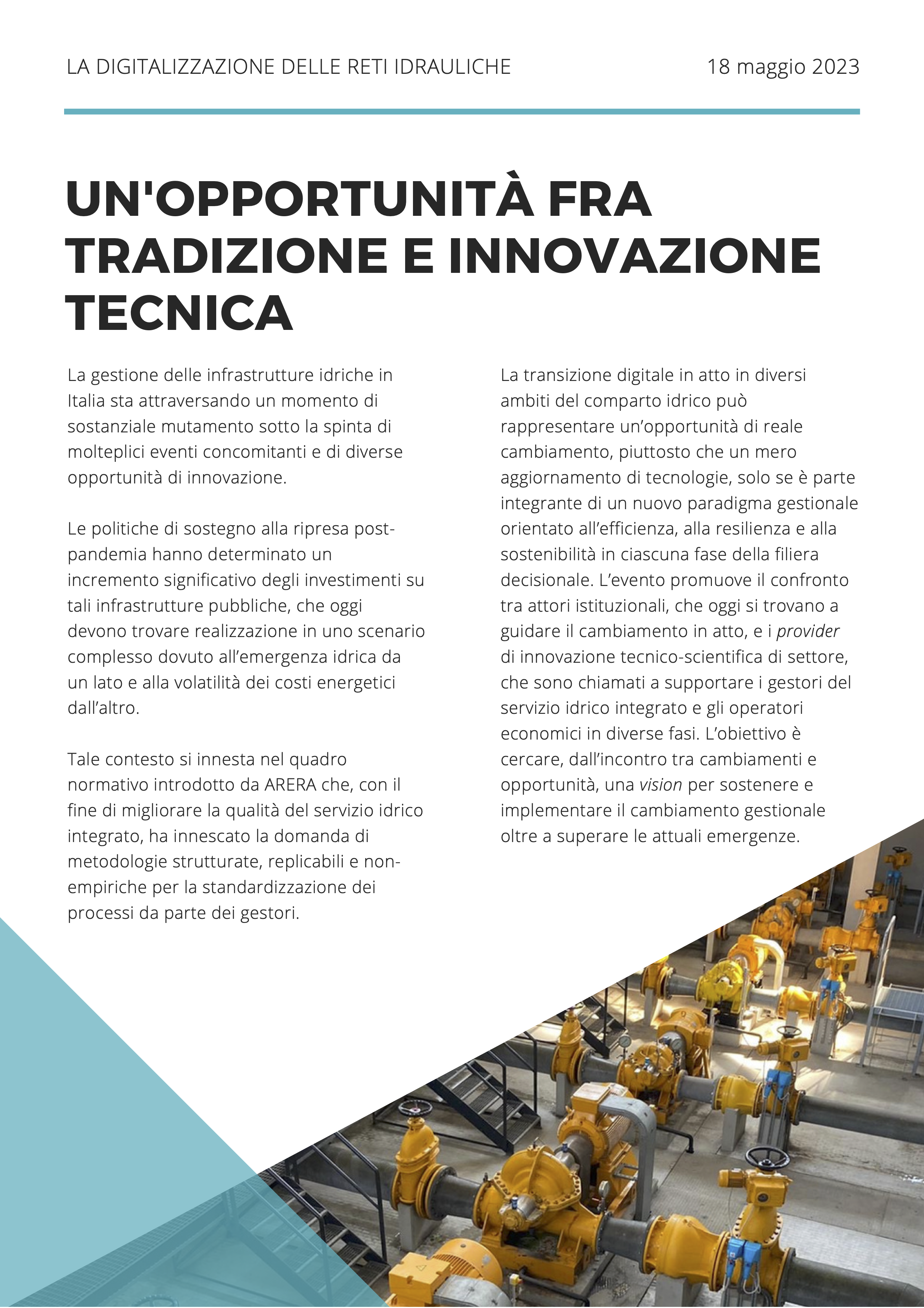 digitalizzazione reti idrauliche abstract