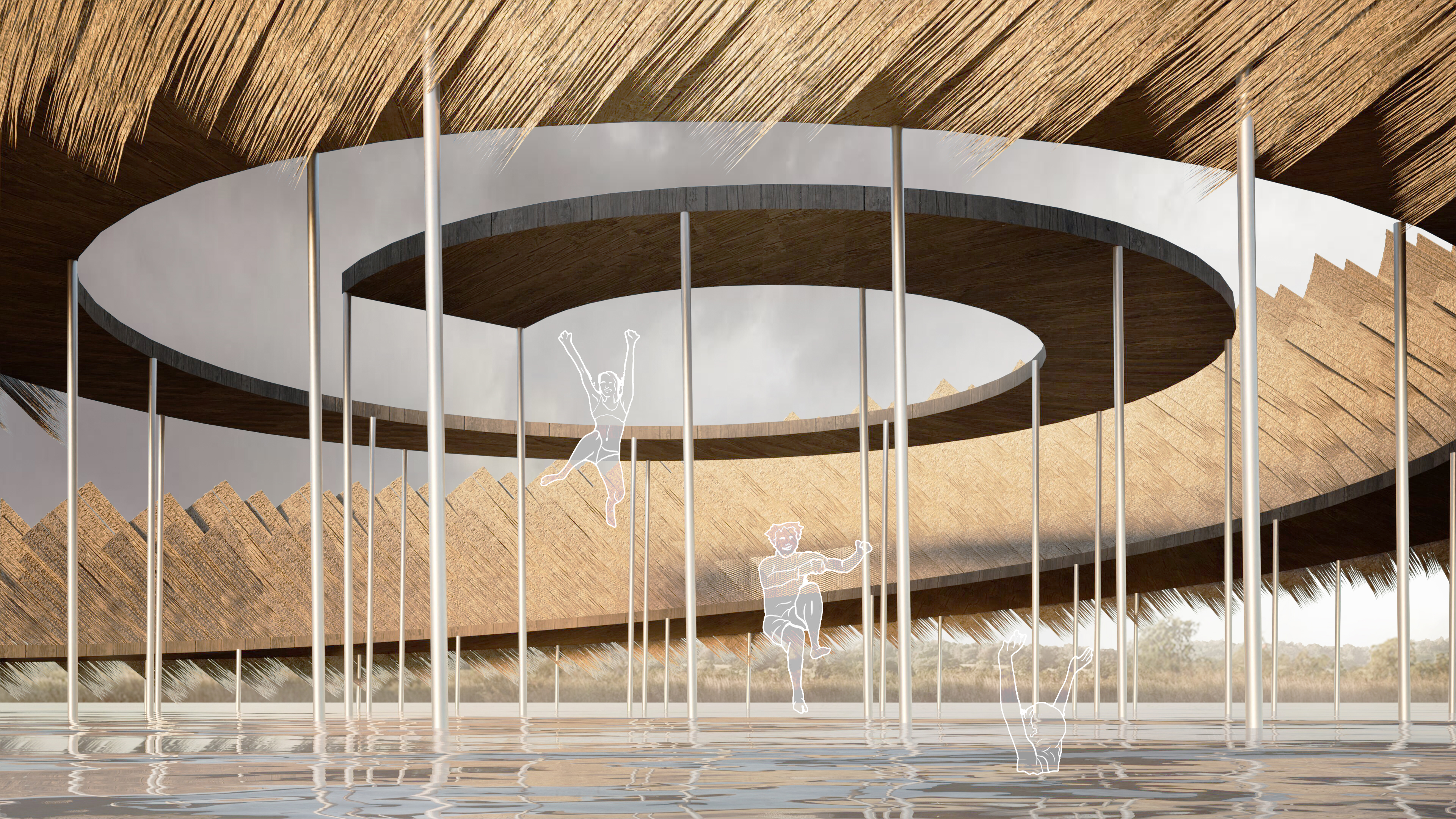 pontile balneare dettaglio render